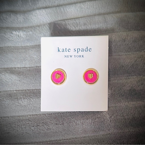Kate Spade Pink Heart Stud ‘Heartful’ Earrings NWT - Picture 4 of 5